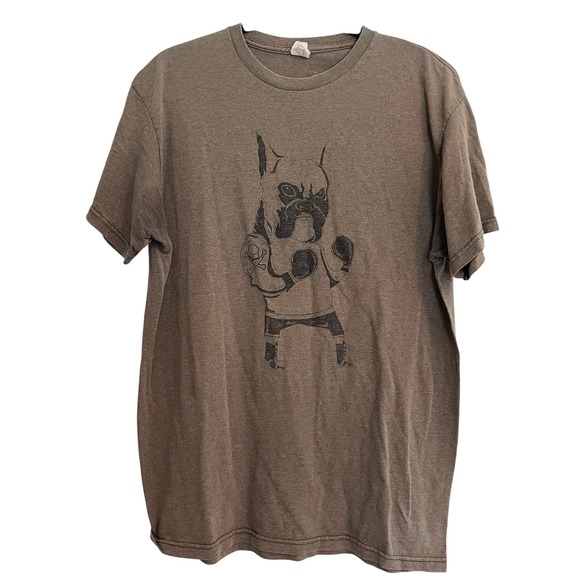 Delta Pro Weight Graphic Tee Boxing Dog Print Short Sleeve T-Shirt L Boxer Funny - Picture 1 of 9